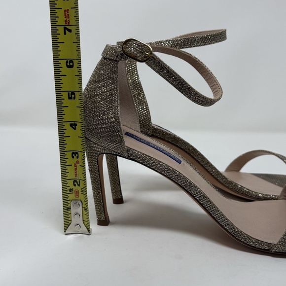 Stuart Weitzman Nudist Gold Glitter Sandals Heels Women’s Size 11 EUC - Picture 14 of 15